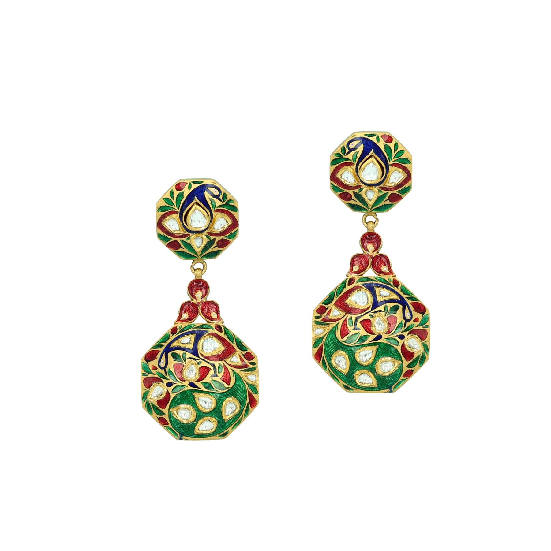 Dual-Sided Polki Earring with Intricate Meenakari Detailing